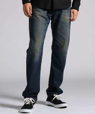 EDWIN 「E-STANDARD」ルーズストレートデニムパンツ メンズ 濃加工色