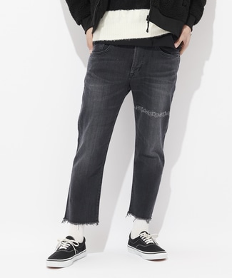 EDWIN 【WEB限定】「E-STANDARD」アンクル丈テーパードデニムパンツ メンズ ブラック