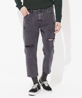 Wrangler 【WEB限定】クラッシュテーパード アンクルパンツ メンズ ブラック