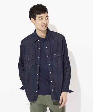 Wrangler 【WEB限定】デニムウエスタンシャツ メンズ ワンウォッシュ