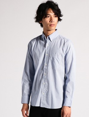 BACK NUMBER ストレッチストライプシャツ メンズ ブルー