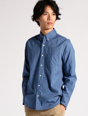BACK NUMBER ストレッチストライプシャツ メンズ ネイビー