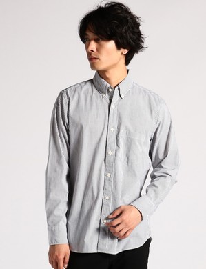 BACK NUMBER ストレッチストライプシャツ メンズ ブルー*ネイビー
