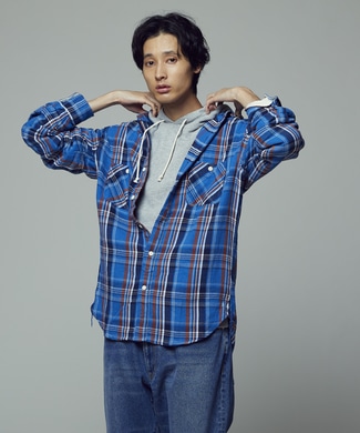 BACK NUMBER チェックヘビーワークシャツ メンズ ブルー