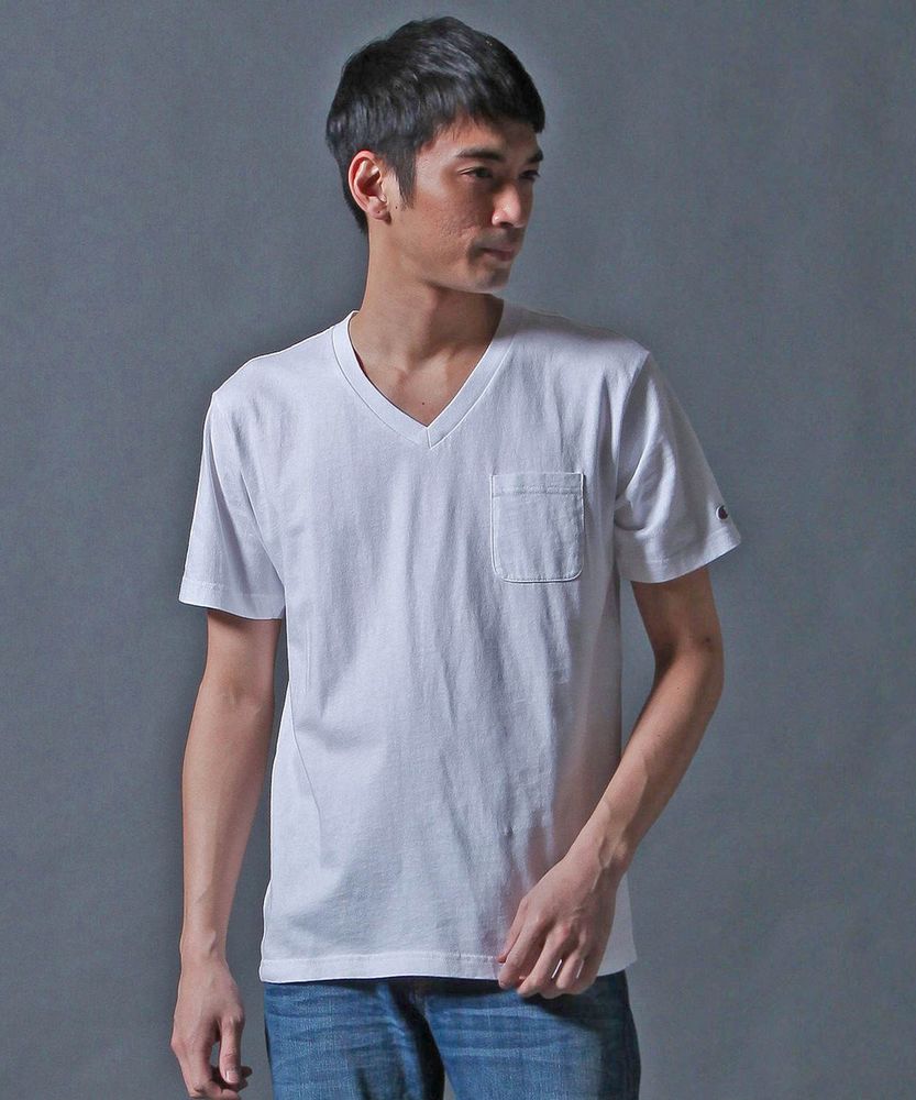 Champion VネックTシャツ メンズ ホワイト