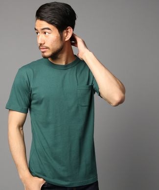 Champion ポケット付クルーネックTシャツ メンズ ダークグリーン