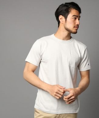 Champion ポケット付クルーネックTシャツ メンズ ライトグレー