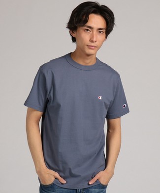 Champion 【WEB限定】ワンポイントクルーネックTシャツ メンズ ブルーグレー