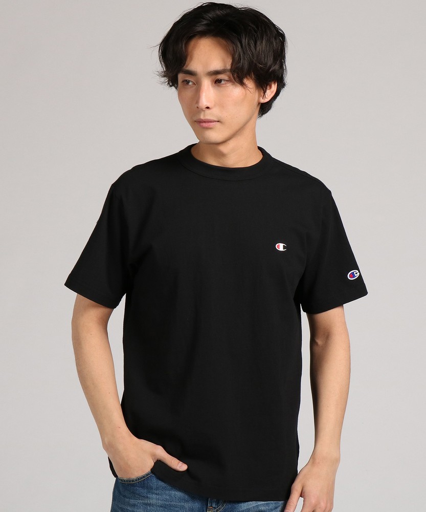 Champion 【WEB限定】ワンポイントクルーネックTシャツ メンズ ブラック