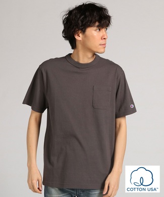Champion ポケット付クルーネックTシャツ メンズ ダークグレー