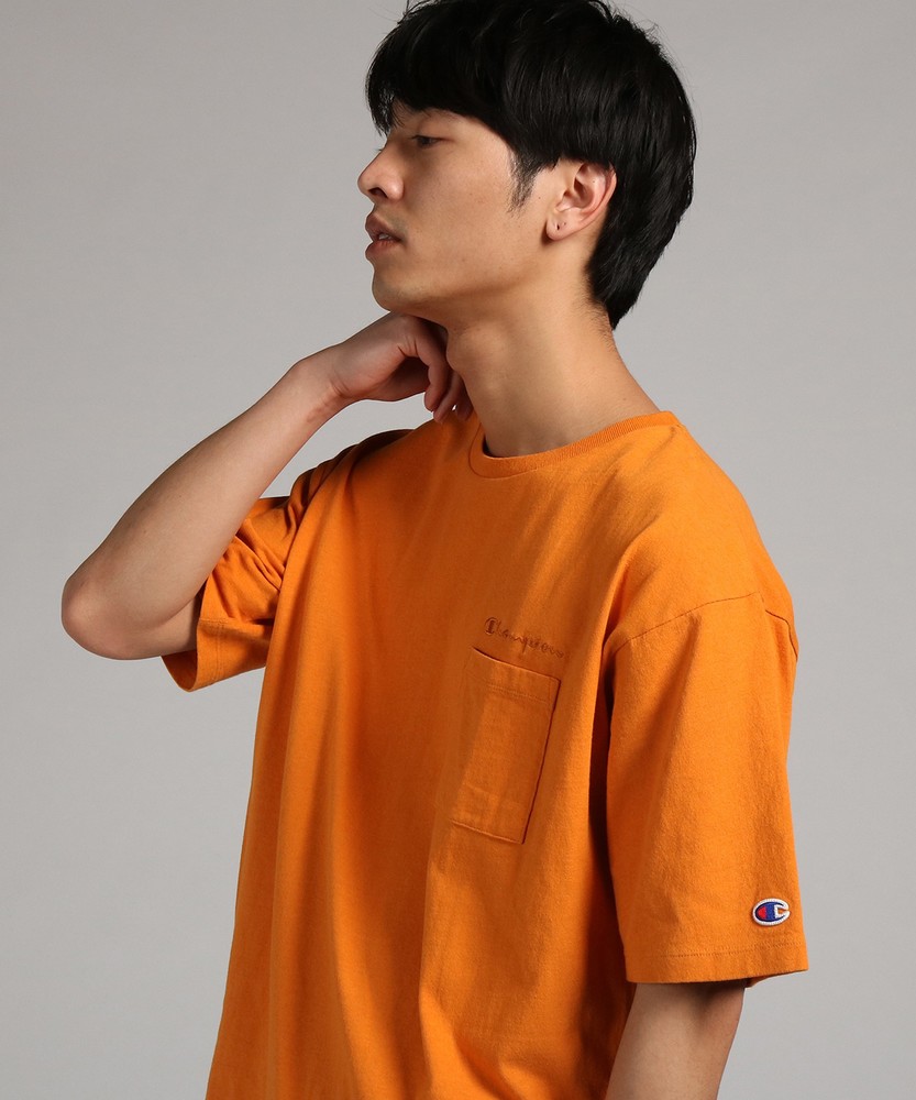 Champion ビッグシルエットTシャツ メンズ オレンジ