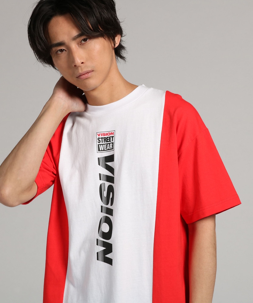 VISION プリントTシャツ メンズ レッド