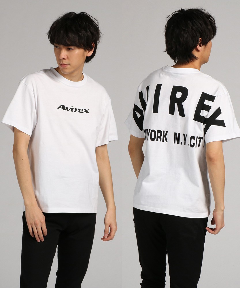 AVIREX デザインプリント半袖Tシャツ メンズ *ホワイト
