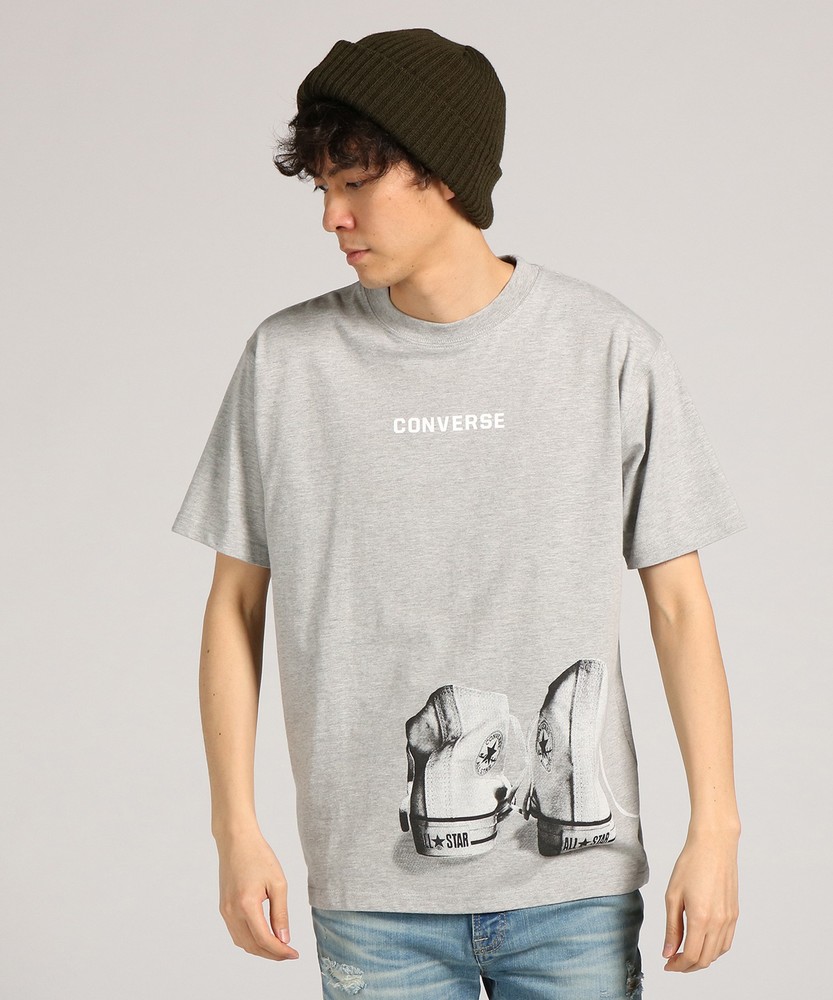 CONVERSE プリント入り半袖Tシャツ メンズ グレー