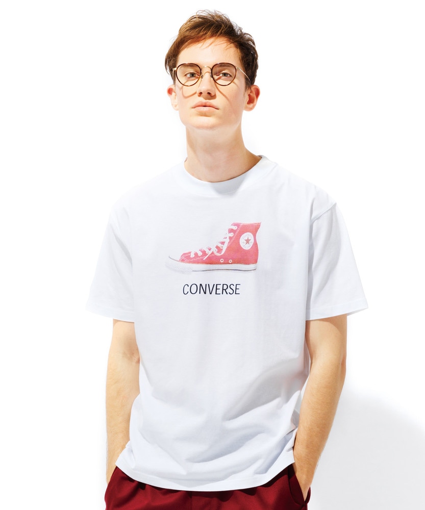 CONVERSE プリント入り半袖Tシャツ メンズ *ホワイト