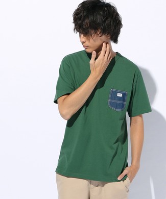 Lee ポケット付き半袖Tシャツ ユニセックス ダークグリーン