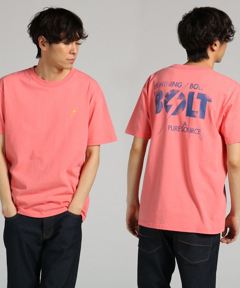 Lightning Bolt プリントTシャツ メンズ ピンク