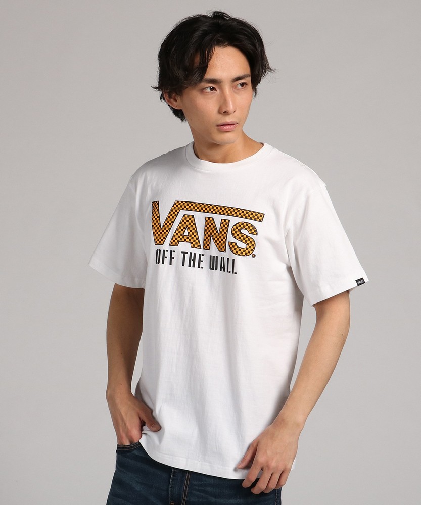 VANS 【WEB限定】チェッカーロゴ半袖クルーネックTシャツ メンズ ホワイト