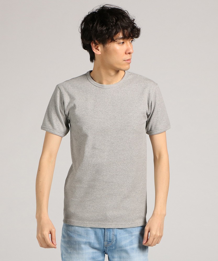 AVIREX テレコクルーネック半袖Tシャツ メンズ グレー