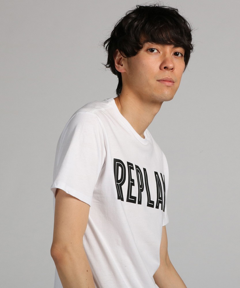 REPLAY ロゴ半袖Tシャツ メンズ ホワイト