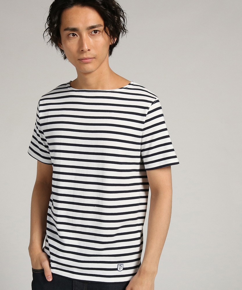 TOP SIDER 天竺ボートネックボーダーTシャツ メンズ ホワイト