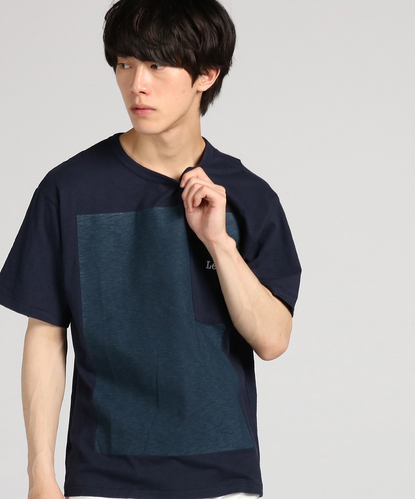 Lee 【WEB限定】ルーズフィットポケットTシャツ メンズ ネイビー