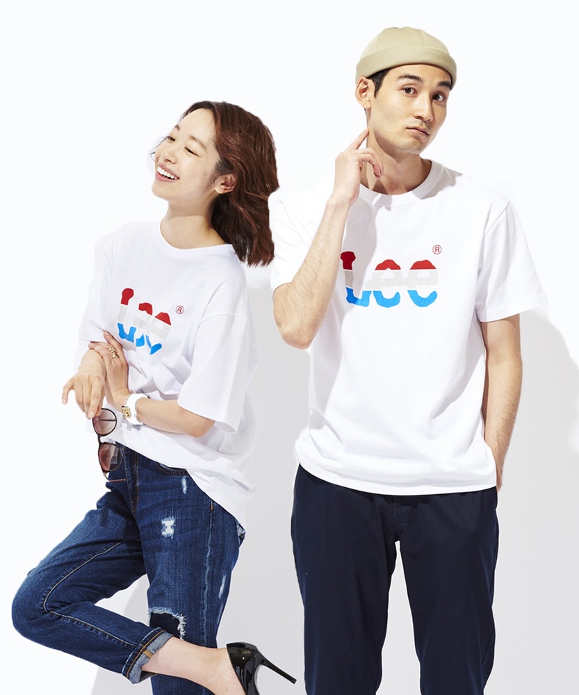 Lee グラデーションプリントTシャツ ユニセックス ホワイト