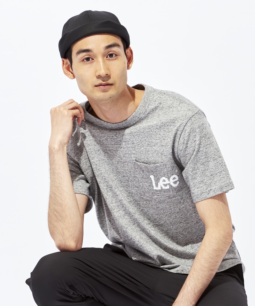 Lee ポケット付きプリントTシャツ ユニセックス グレー