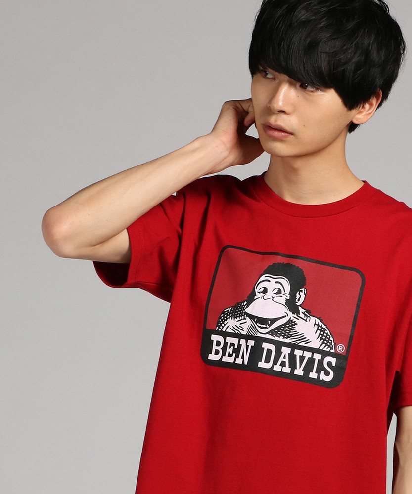 BEN DAVIS プリント半袖Tシャツ メンズ レッド