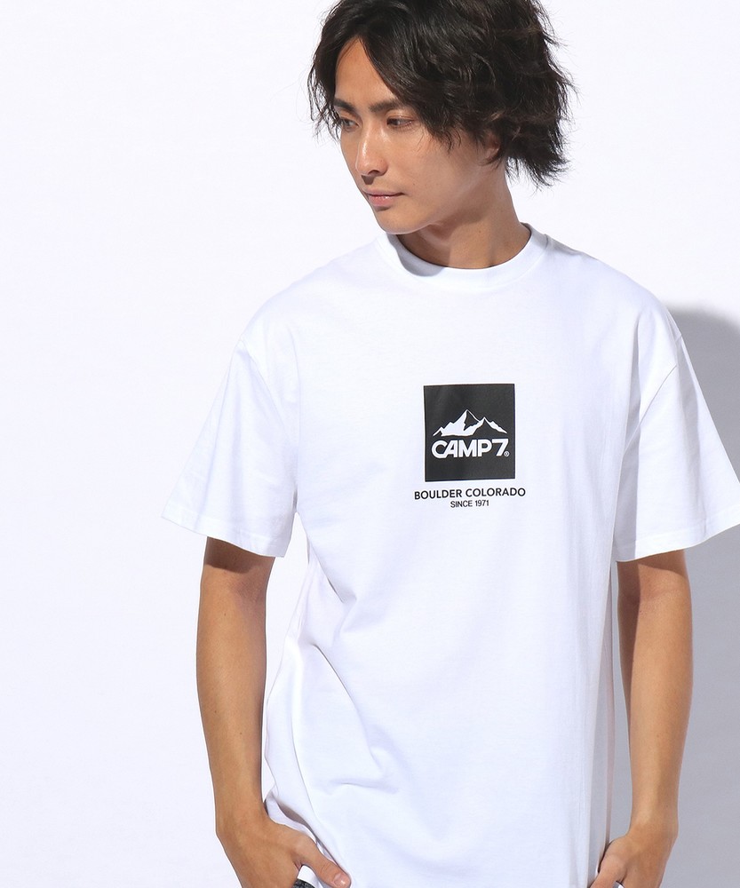 CAMP7 アウトドアロゴプリントTシャツ メンズ ＊ホワイト