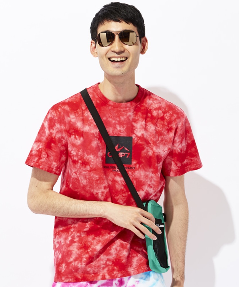 CAMP7 タイダイTシャツ メンズ レッド