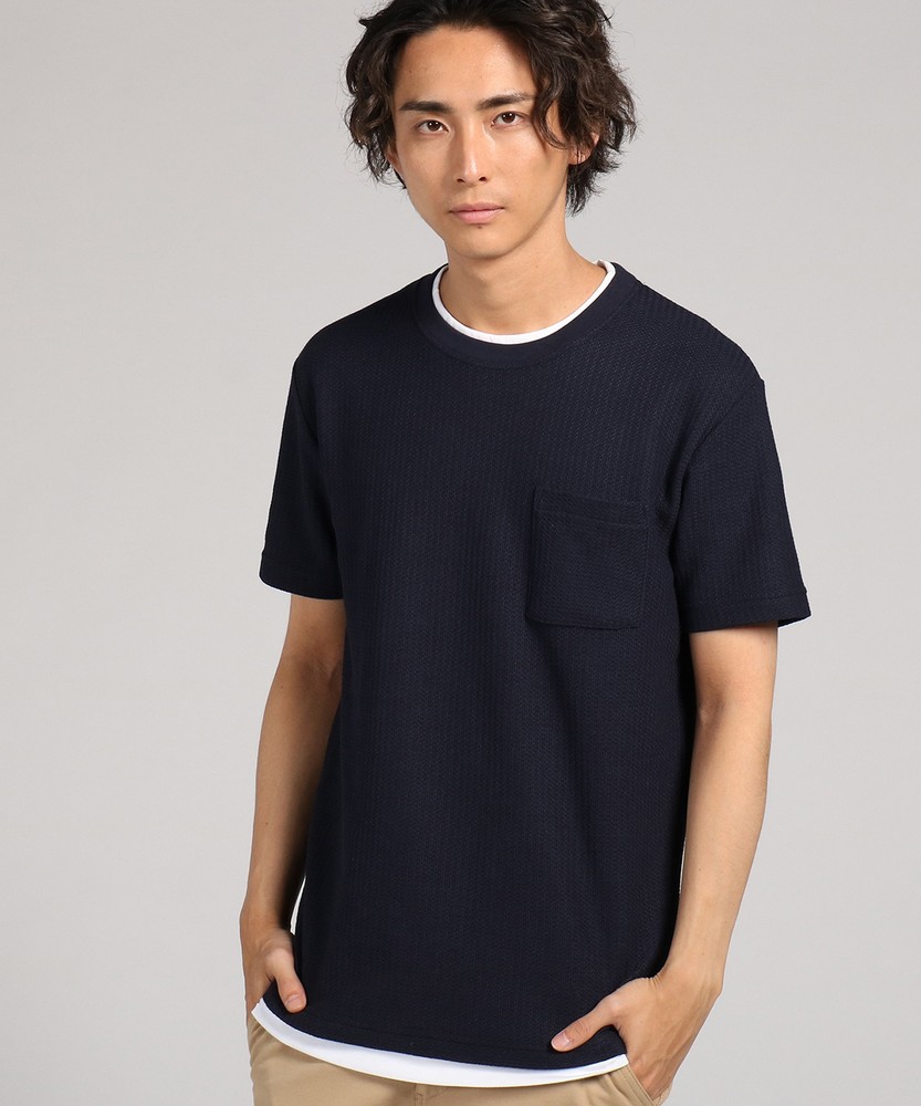 Natural Story ジャガードフェイクTシャツ メンズ ネイビー