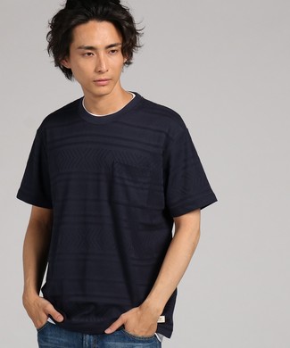 Natural Story ジャガードフェイクTシャツ メンズ ネイビー