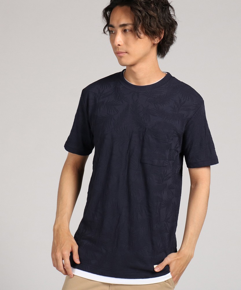 Natural Story ジャガードフェイクTシャツ メンズ *ネイビー