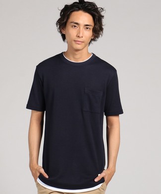 Natural Story 鹿の子ジャガードフェイクTシャツ メンズ ネイビー