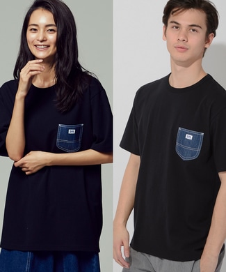 Lee デニムポケット付キTシャツ メンズ ブラック