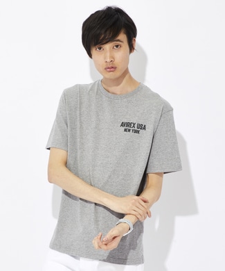 AVIREX USAモチーフプリントTシャツ メンズ グレー