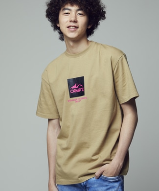 CAMP7 カラーロゴTシャツ ユニセックス ベージュ