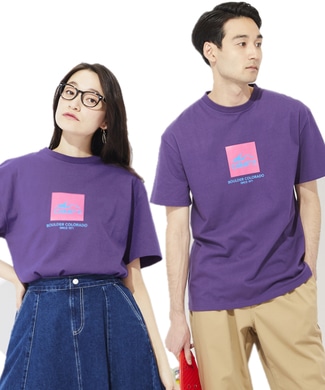 CAMP7 カラーロゴTシャツ ユニセックス パープル