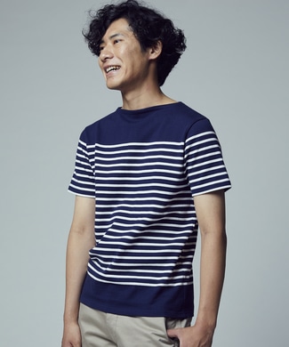 TOP SIDER パネルボーダーショートスリーブTシャツ メンズ ネイビー*ホワイト