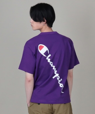 Champion バックプリントTシャツ メンズ パープル