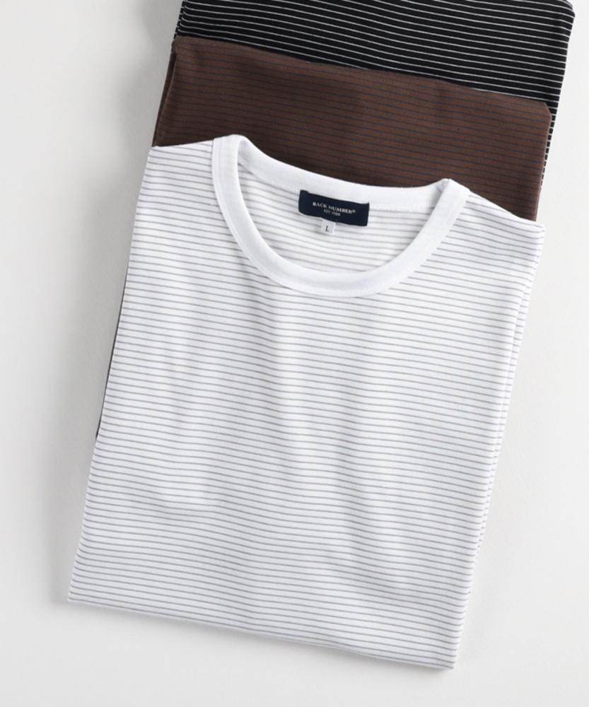 Right-on(北日本)の裾ロゴ刺繍ボーダーＴシャツ