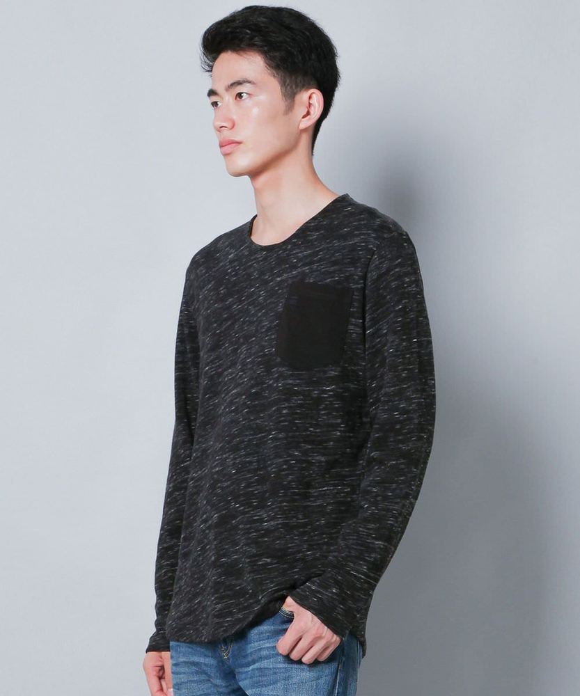 G-Star RAW ポケット付き長袖カットソー メンズ ブラック