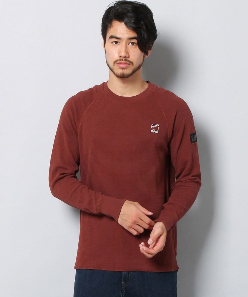 G-Star RAW ワッフルプルオーバー メンズ ワイン