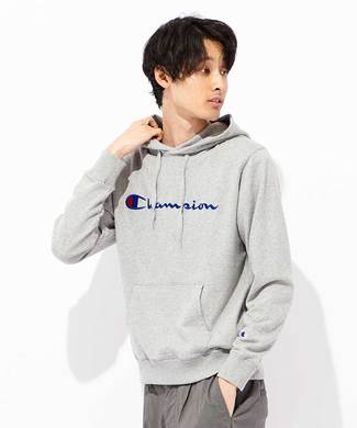 Champion 【メンズ＆レディーススウェット2枚目半額】ビッグロゴスウェットパーカー ユニセックス グレー