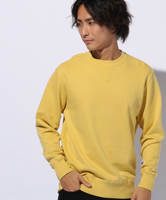 Champion 【期間限定スウェット2枚目半額 】クルーネックトレーナー メンズ イエロー