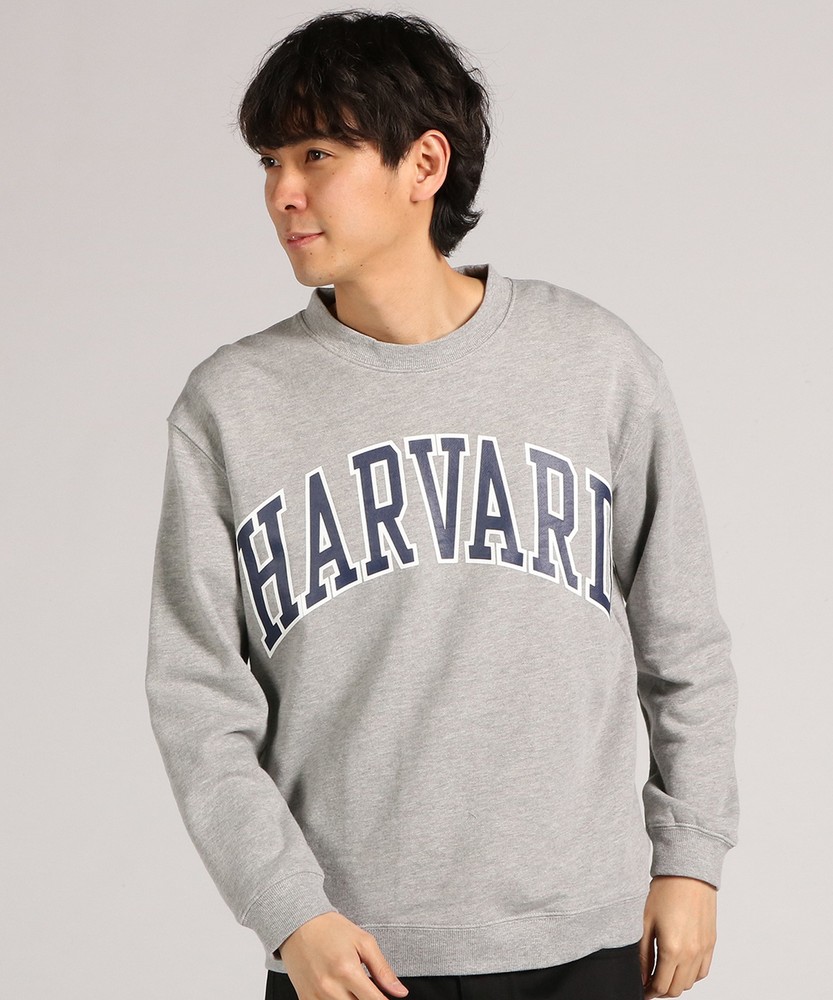 HARVARD カレッジプリントクルースウェットプルオーバー メンズ グレー