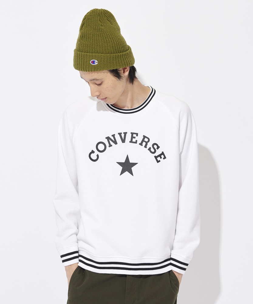 CONVERSE 裏ボアプリントトレーナー メンズ ホワイト