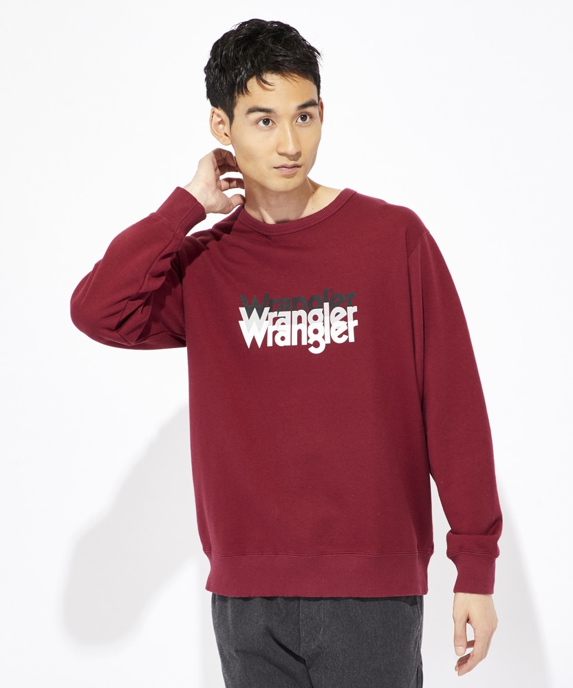 Wrangler ロゴスウェットトレーナー メンズ ワイン