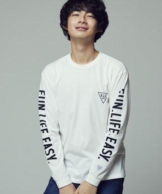 EDWIN 「F.L.E」 スリーブプリントロンT メンズ ホワイト